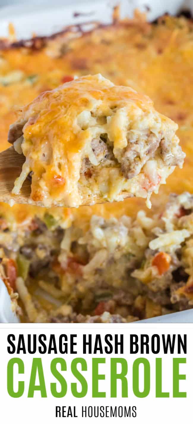 spoonful of sausage has brown casserole