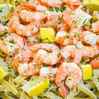 Shrimp Scampi is a traditional Italian dish made with a garlic butter sauce and shrimp with al dente pasta and fresh lemon juice!
