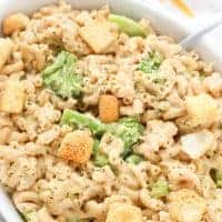 Skinny Broccoli Macaroni & Cheese is made all in one pot and is rich, creamy, and lighter on calories! Made with my special lightened-up ultra-creamy sauce!