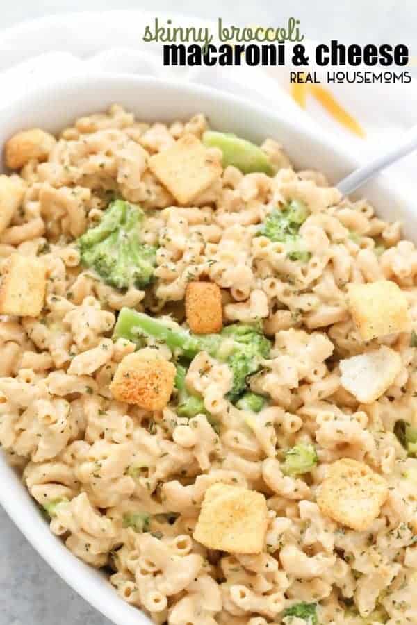 Skinny Broccoli Macaroni & Cheese is made all in one pot and is rich, creamy, and lighter on calories! Made with my special lightened-up ultra-creamy sauce!