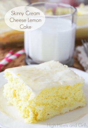 Skinny Cream Cheese Lemon Cake - High Heels and Grills