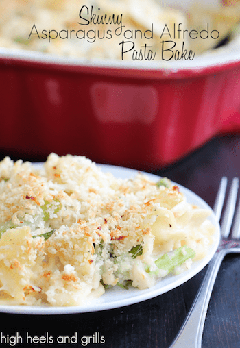 Skinny Asparagus and Alfredo Pasta Bake - High Heels and Grills