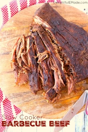 Slow Cooker Barbecue Beef by Delightful E Made