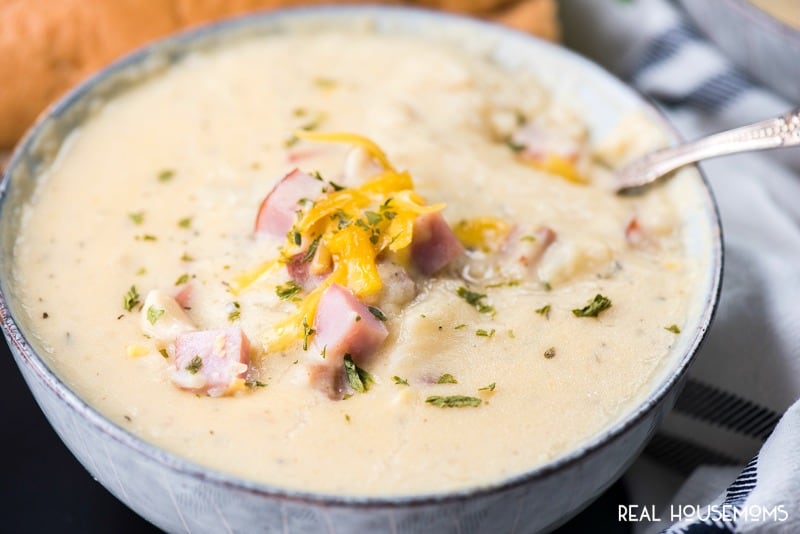 Slow Cooker Ham and Potato Cheese Soup ⋆ Real Housemoms