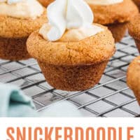 snickerdoodle pumpkin cheesecake bites on a wire rack with recipe name at the bottom