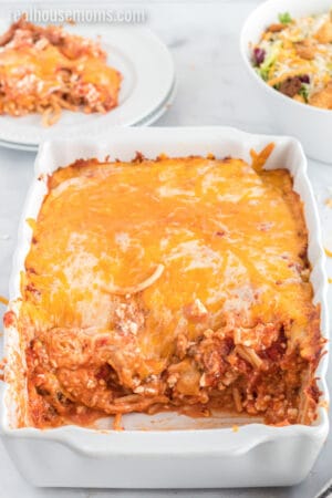 Cheesy Spaghetti Casserole Recipe ⋆ Real Housemoms