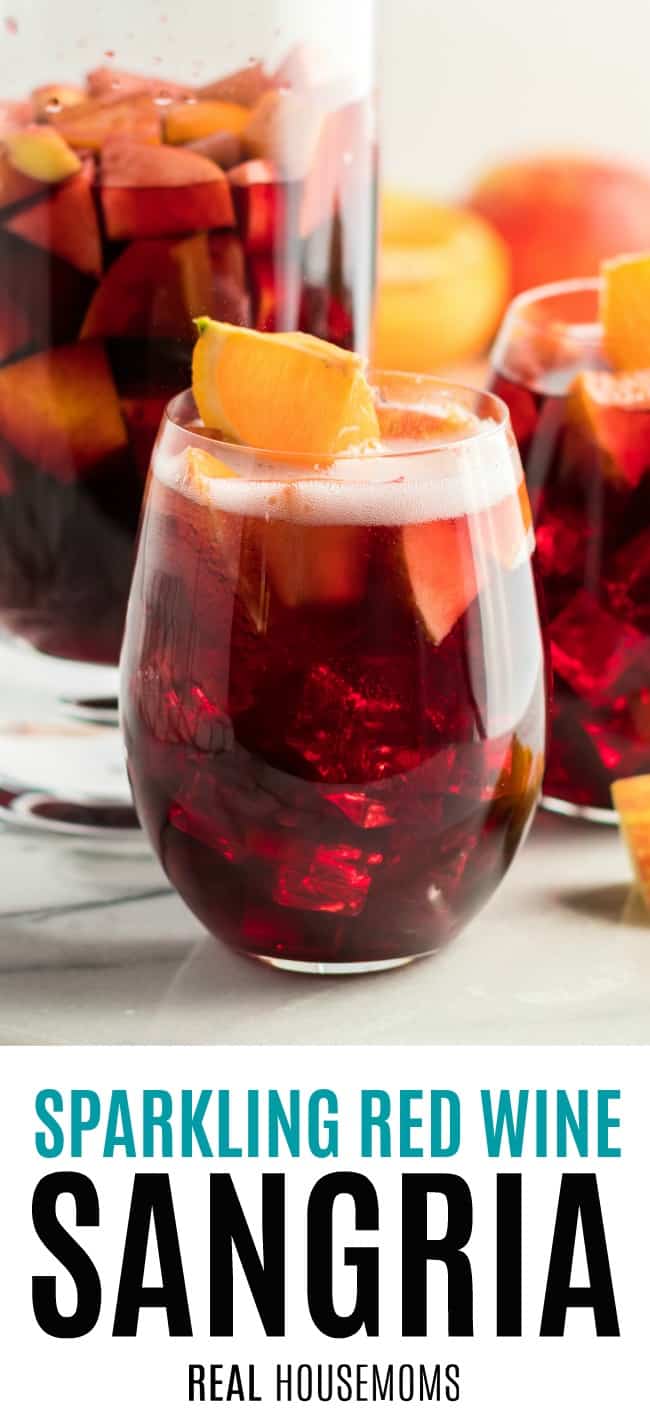 stmeless wine glass with sparkling red wine sangria