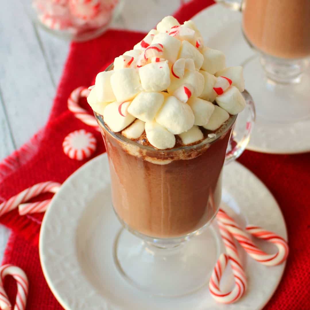 A creamy, delicious Spiked Peppermint Hot Chocolate is the perfect way to get the holidays started! Pair it with peppermint schnapps for even more holiday cheer!
