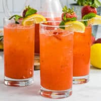 glasses of strawberry lemonade with vodka