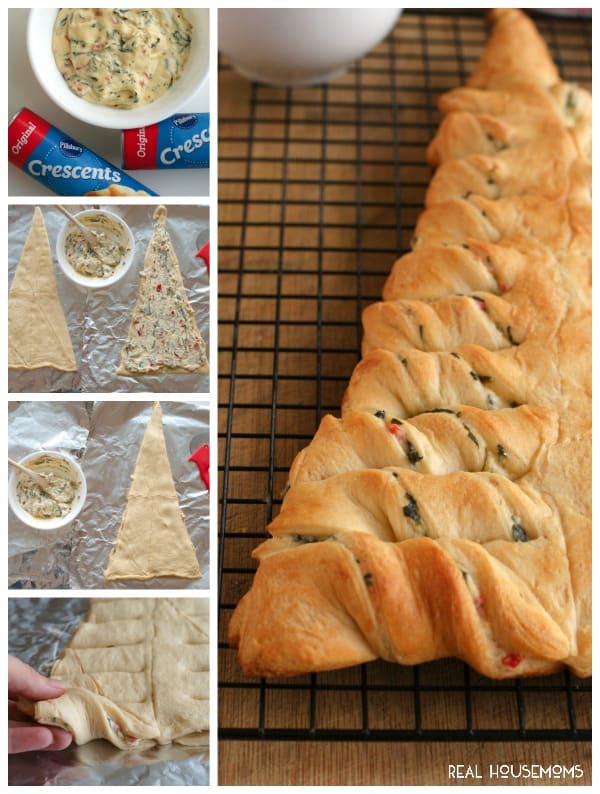 This festive, party-perfect, pull-apart Spinach Dip Stuffed Crescent Roll Christmas Tree is s fun way to serve up your favorite cheesy spinach dip round the holidays!