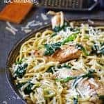 SPINACH PARMESAN PASTA WITH CHICKEN is an easy, 30-minute meal perfect for those nights when dinner sneaks up on you!