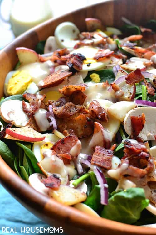 Spinach Salad with Warm Maple Bacon Dressing - Real Housemoms