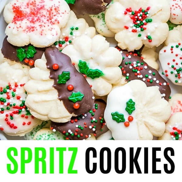square image of spritz cookies with text