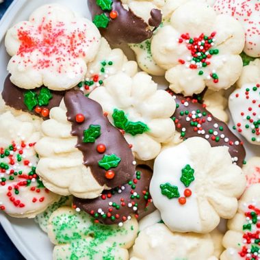 Spritz Cookies are a buttery and delicious it's the perfect cookie for your next Holiday party or cookie exchange, share a batch of these adorable cookies!