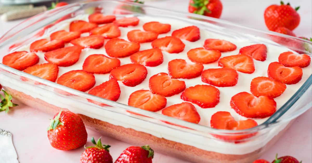 Strawberries & Cream Poke Cake ⋆ Real Housemoms