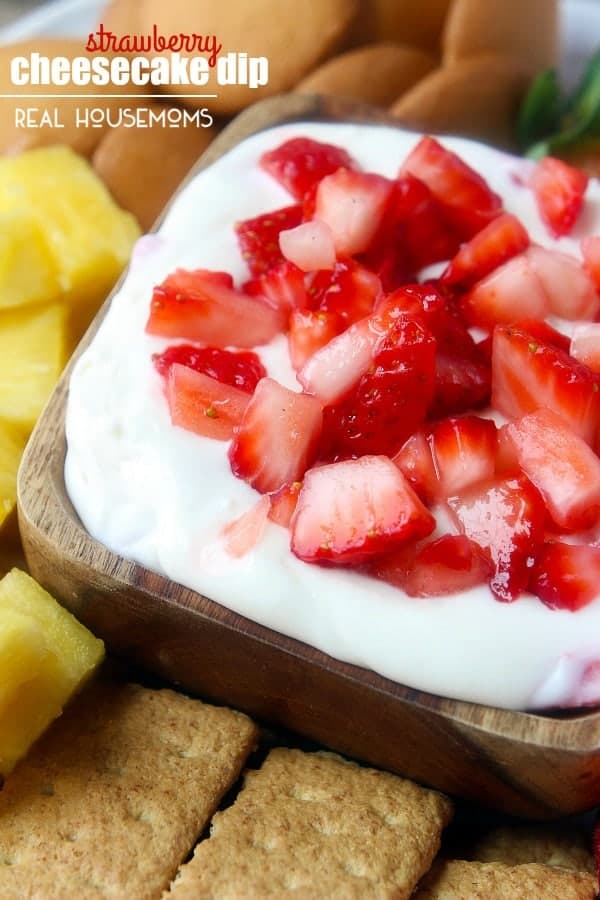 This STRAWBERRY CHEESECAKE DIP is an incredibly easy appetizer or dessert. It is perfect for parties and everyone you know will love it!