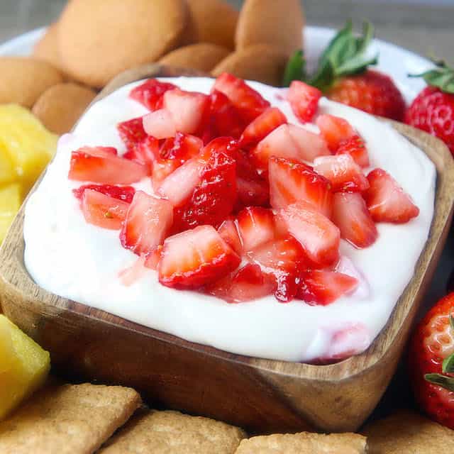 This STRAWBERRY CHEESECAKE DIP is an incredibly easy appetizer or dessert. It is perfect for parties and everyone you know will love it!