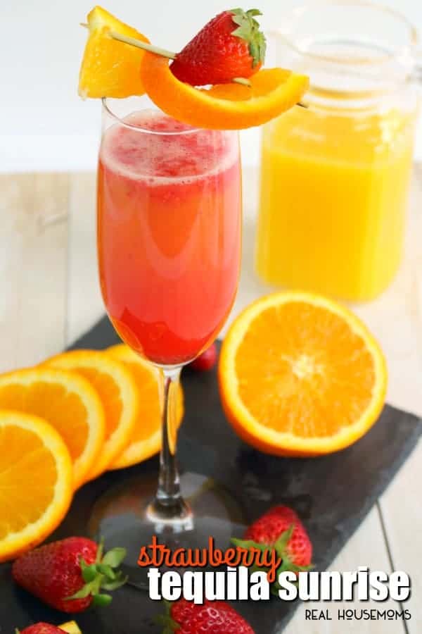 Need a new summer cocktail? This delicious Strawberry Tequila Sunrise is an amazing drink perfect for brunch with friends, happy hour, and parties too