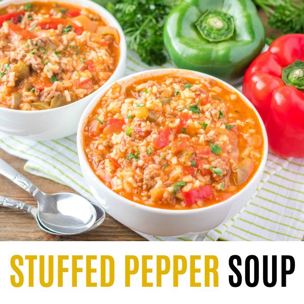 square image of stuffed pepper soup with text