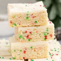 square image of three sugar cookie bars stacked up
