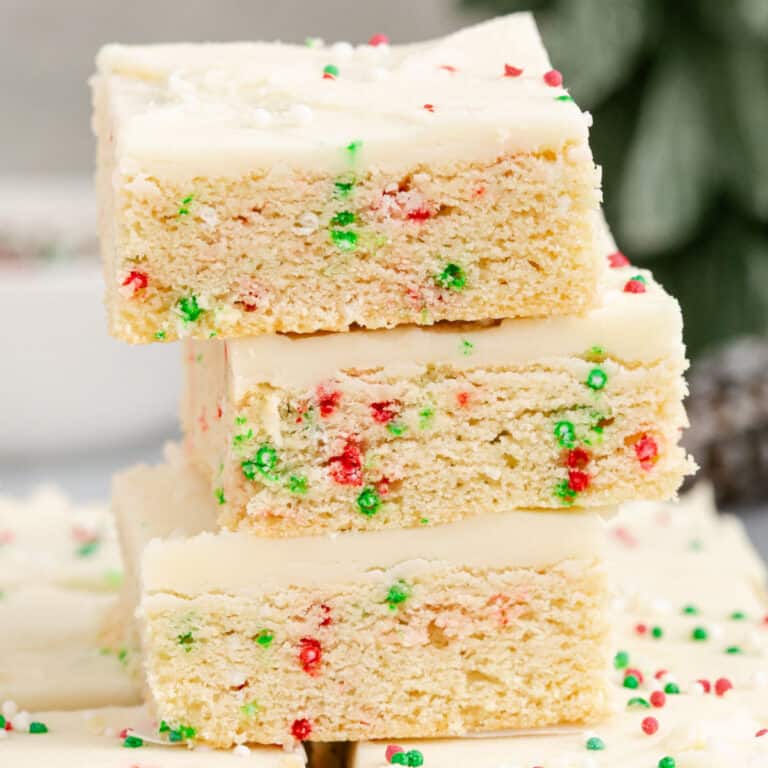 square image of three sugar cookie bars stacked up