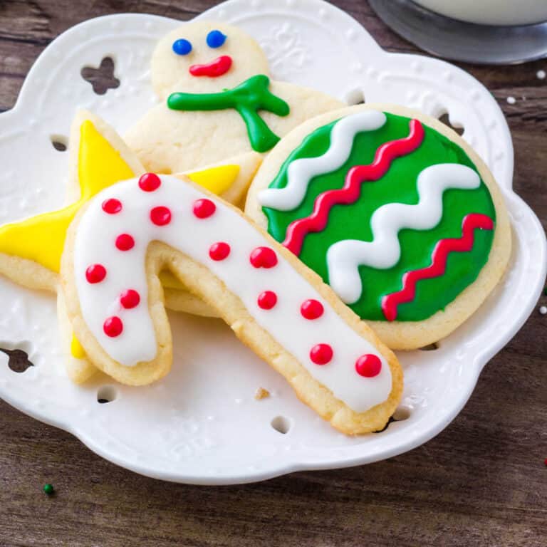 Dcorated cookies on a white plate