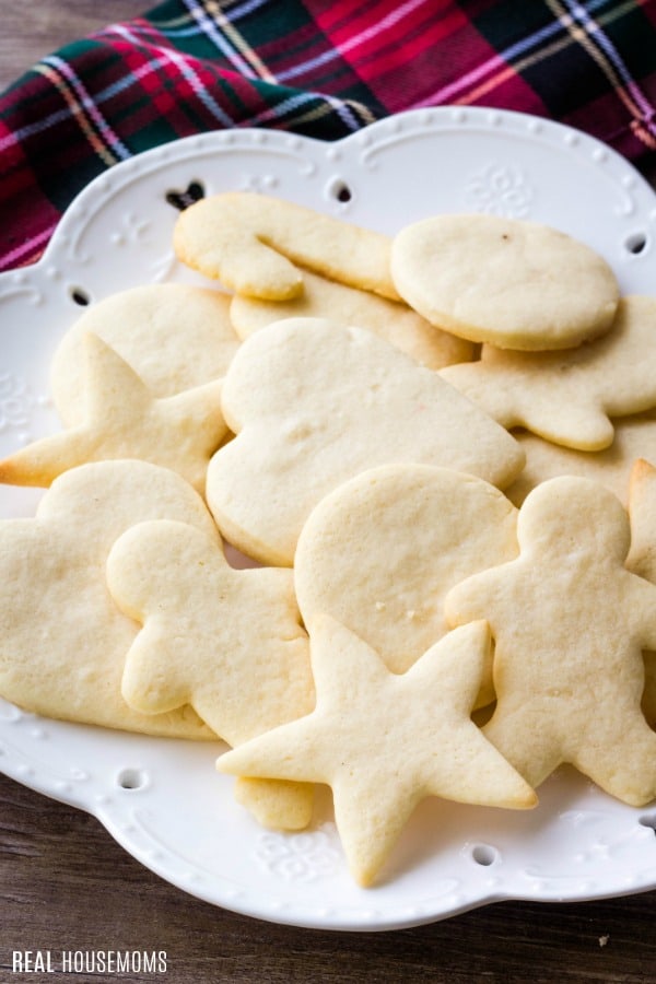plain sugar cookies on a serving plate