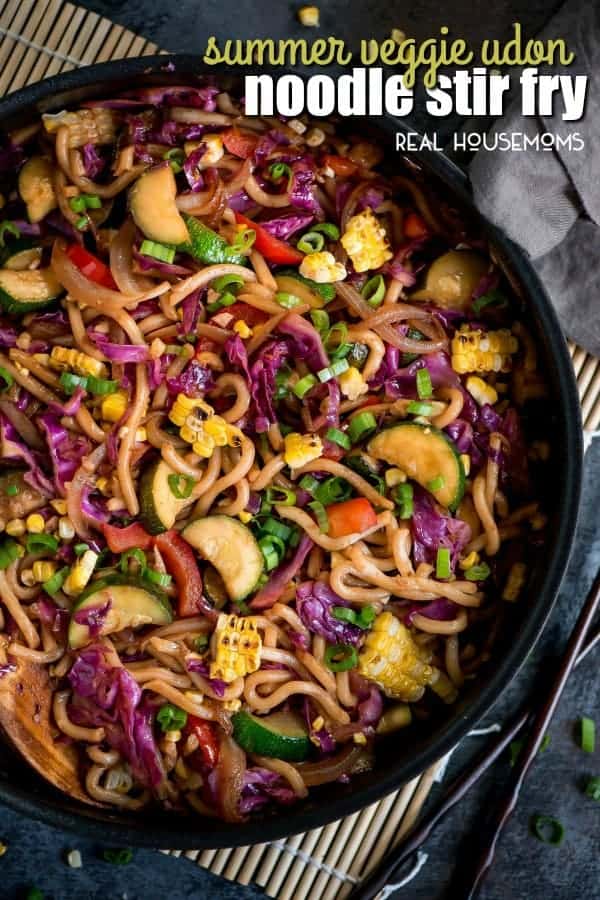 Skip the meat and fill up on this Japanese Summer Veggie Udon Noodle Stir Fry that takes less than 30 minutes to throw together!