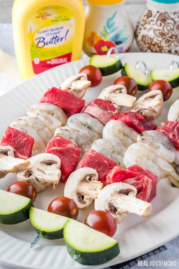 surf and turk kabobs before cooking