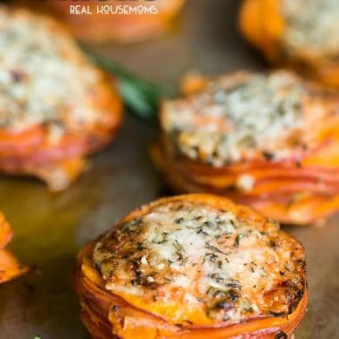 Sweet Potato Stacks make a fantastic fall side dish because the thinly sliced sweet potatoes coated in coconut oil cook up in just minutes!