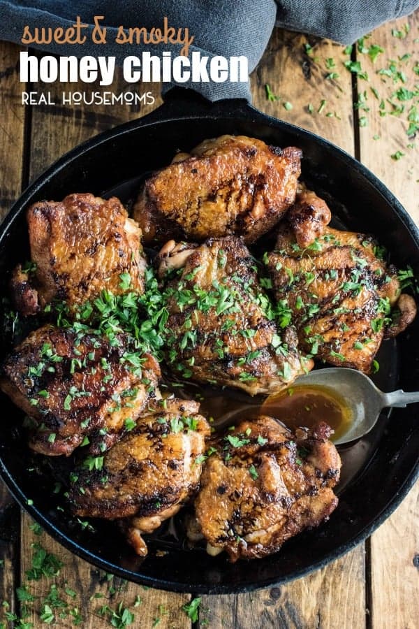 This delicious SWEET AND SMOKY HONEY CHICKEN is an easy to make, one pan dinner you can whip up for the family in 30 minutes flat!