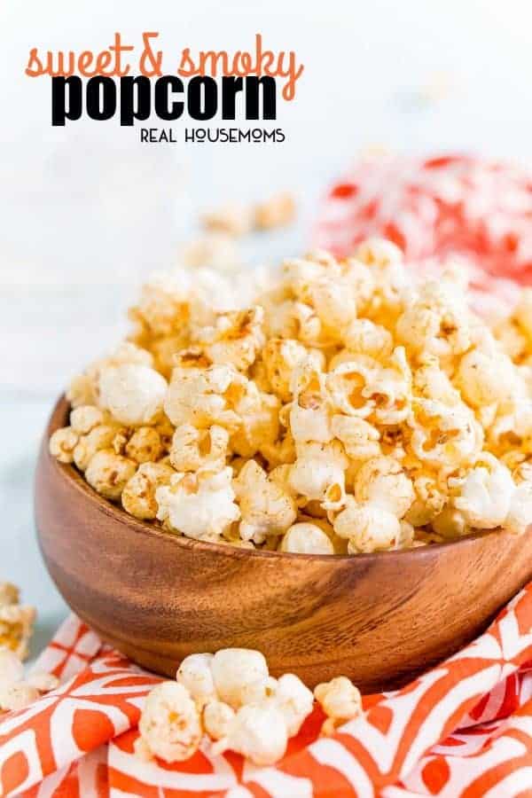This Sweet & Smoky Popcorn is bold in flavor, light in texture, and totally addicting! Make a big batch of this tasty snack to enjoy with your loved ones!