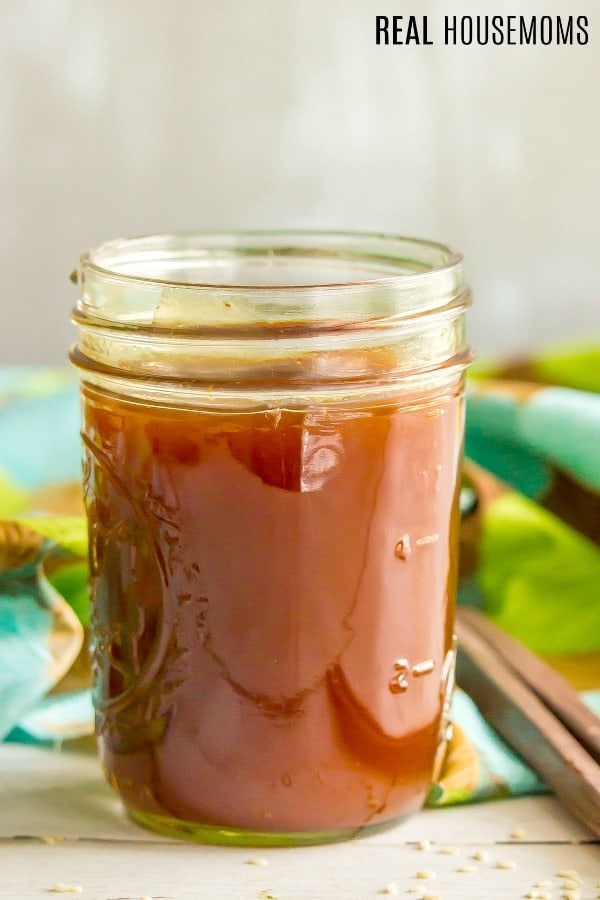 sweet and sour sauce in a mason jar for storing