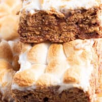close up of three pieces of S’mores cereal bars