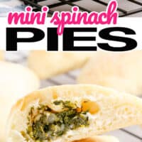 top pic Spanish pies on a baking rack and second picture is a spinach pie cutin half
