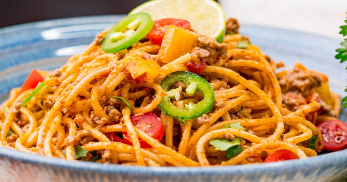 One Pan Taco Spaghetti Recipe ⋆ Real Housemoms