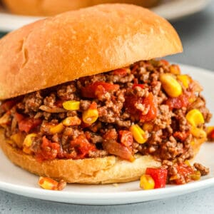 square image of tex mex sloppy joes on buns