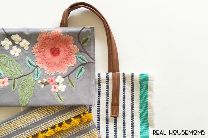With a quick trip to Target’s home décor, you can find items that will accessorize your spring wardrobe in a flash and under $10 with these THREE EASY SPRING PURSE TUTORIALS!!