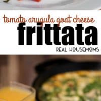 Start your morning off right with this flavorful and healthy protein packed Tomato Arugula Goat Cheese Frittata made with eggs and fresh veggies!