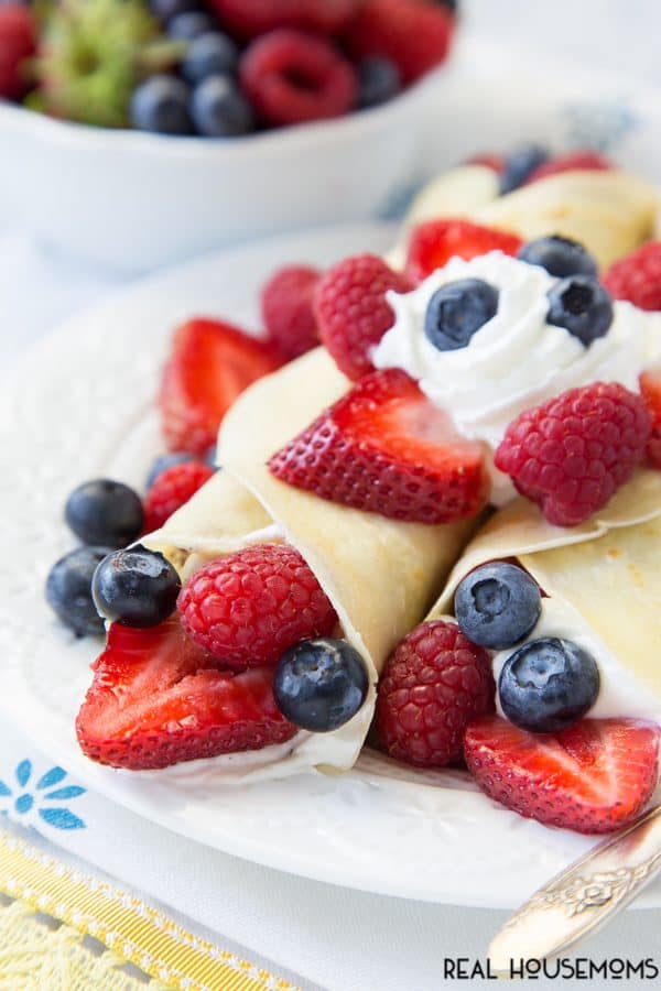 TRIPLE BERRY CREPES are a breeze to make and look so elegant!