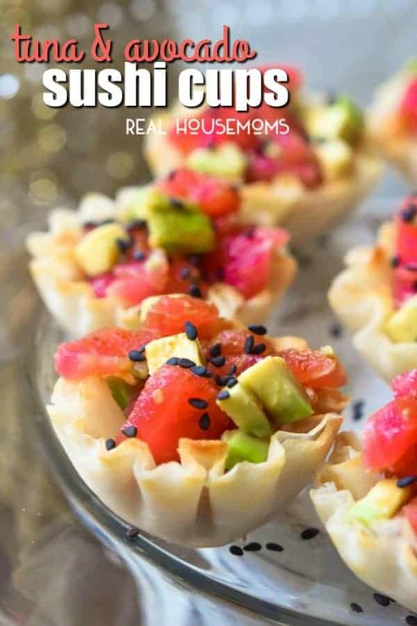 These tasty Tuna Avocado Sushi Cups are an easy appetizer with all the flavors of your favorite sushi roll!