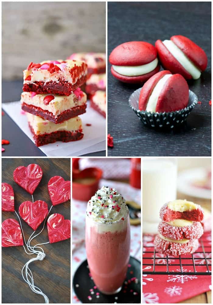 collage of red velvet Valentine's Day Dessert Recipes