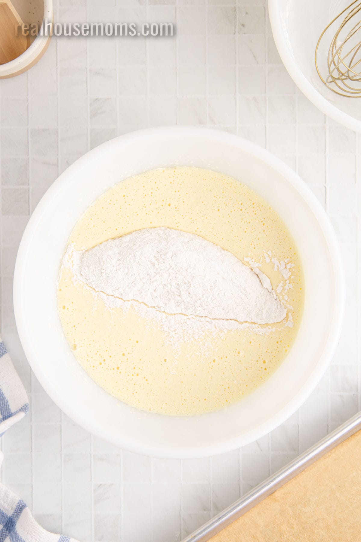dry ingredients add the a mixing bowl of the mixed wet ingredients for a vanilla swiss roll cake