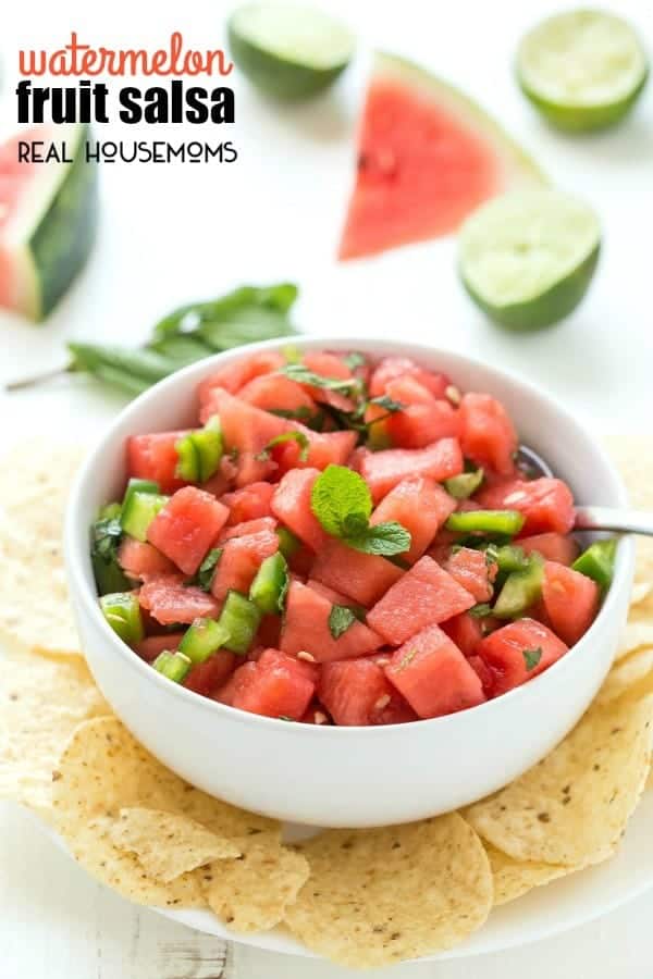 WATERMELON FRUIT SALSA is perfect for your next get together, no one will be able to stop munching on it!