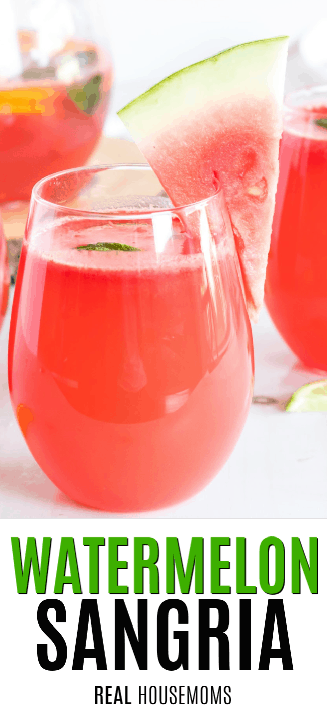 Watermelon Sangria with a slice of watermelon to garnish