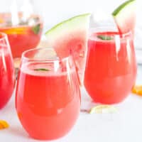 Watermelon Sangria is one of my favorite sangria recipes for the summer! Made with fresh watermelon, oranges, and limes, it's a refreshing, tasty cocktail!