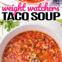 top a bowl of weight watchers taco soup , bottom in a pot full