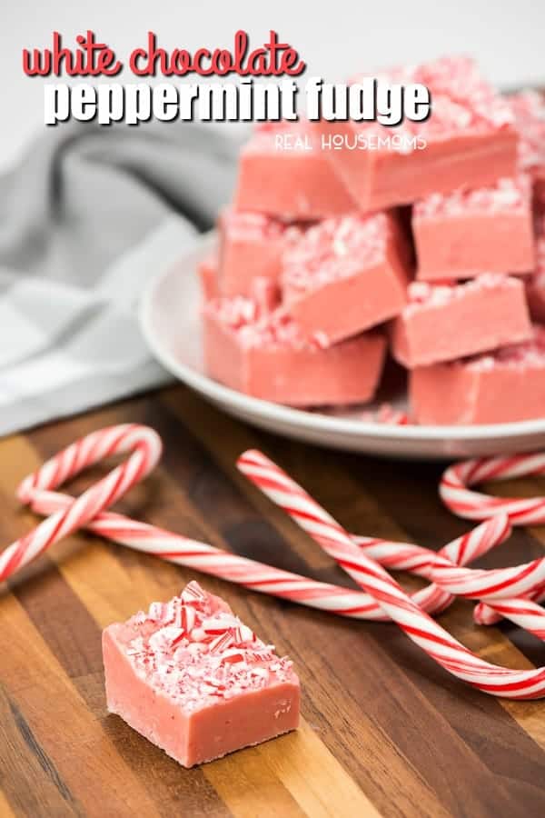 White Chocolate Peppermint Fudge is a super easy recipe that tastes out of this world good! Creamy white chocolate mixed with peppermint is always a hit at Christmas!
