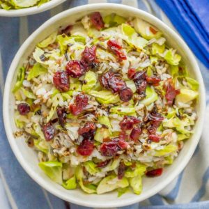 This one-pot Wild Rice and Brussels Sprouts Salad is a warm hug in a bowl! It’s an easy side dish with just a few ingredients but has all the cozy fall feelings!