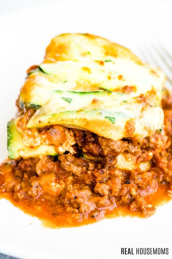 portion of zucchini lasagna on a plate
